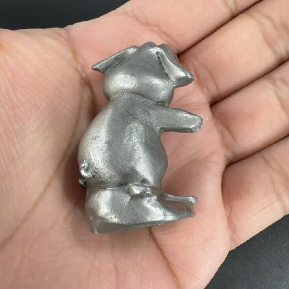 1980 HUDSON Pewter Pig Skier Figurine USA Heavy Figure Hasper Metal‎ Miniature